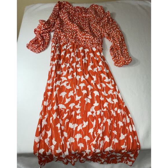 DVF Diane Von Furstenberg x Target XL Midi Ginkgo Wrap Orange Dress - Picture 1 of 9